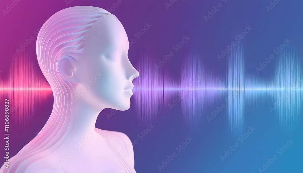Obraz premium Abstract voice visualization, vibrant waveforms, 3D illustration. speech, clarity.