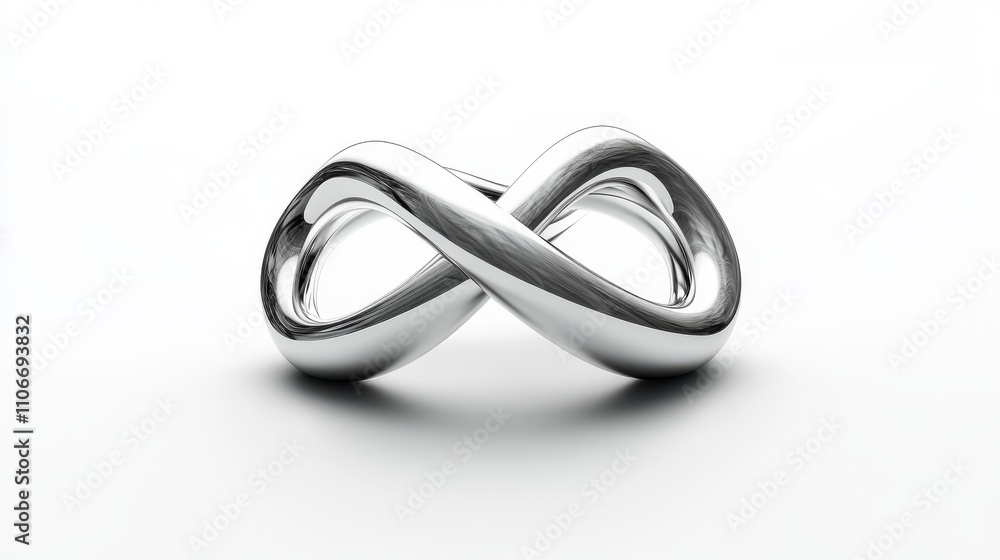 57.Abstract 3D illustration of a Möbius strip ring, with upturned surfaces and fluid lines. The figure floats against a clean white background, showcasing its infinite loop and spatial depth, evoking 57.Abstract 3D illustration of a Möbius strip ring, with upturned surfaces and fluid lines. The figure floats against a clean white background, showcasing its infinite loop and spatial depth, evoking