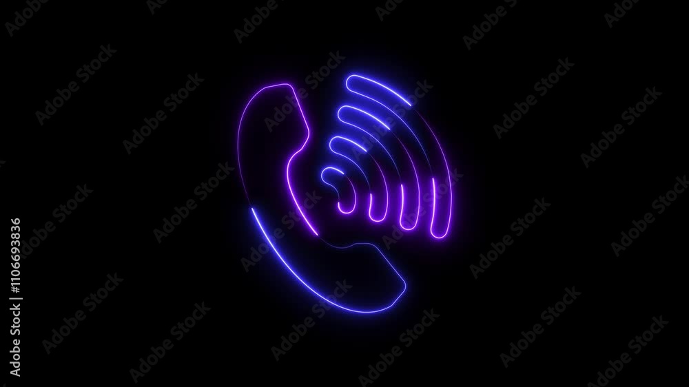 Neon Call icon animation on black background. Telephone icon animation. incoming call phone dial icon animation video. Neon Call icon animation on black background. Telephone icon animation. incoming call phone dial icon animation video.