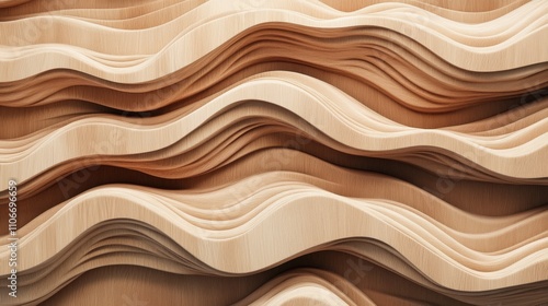 22.High-resolution wood texture in 3D, showcasing alternating brown and beige tones in a seamless pattern. The wood grain is finely detailed, with subtle variations in color and texture, creating a