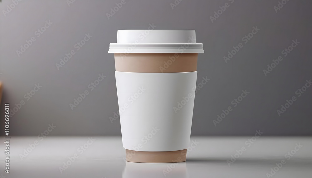 Coffee cup mockup with branding logo, realistic reflections, 3D illustration. Coffee cup mockup with branding logo, realistic reflections, 3D illustration.