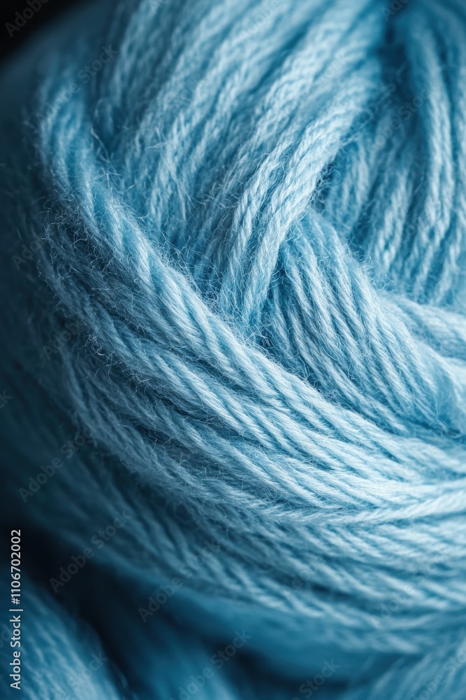 Fototapeta premium The deep tones and textured surface of dark blue yarn create a striking backdrop for showcasing knitting materials.