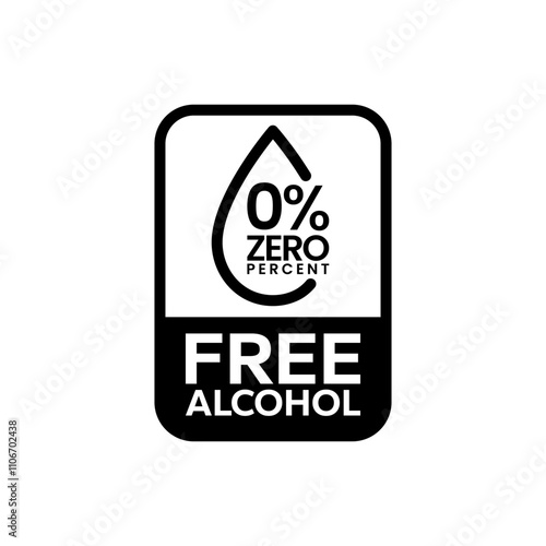 Alcohol free icons. No alcohol logo. Zero percent alcohol symbol. Vector illustration.	