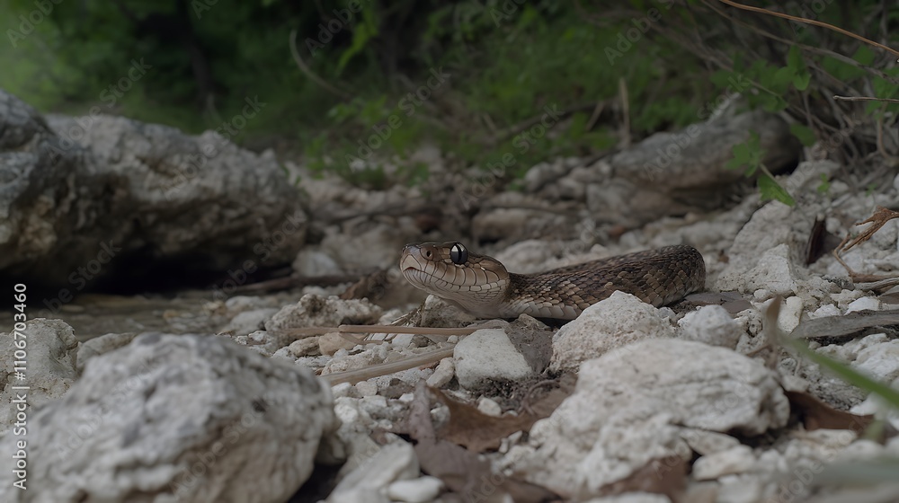 Snake sensing heat patterns in the dark, relying on its thermal vision to navigate and hunt. The essence of adaptation and survival in nature. Snake sensing heat patterns in the dark, relying on its thermal vision to navigate and hunt. The essence of adaptation and survival in nature.