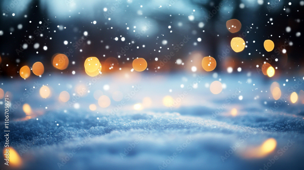 Obraz premium Illumination and snow blurred background