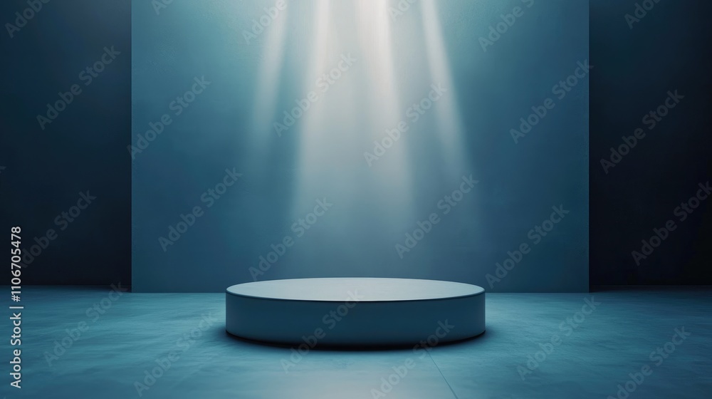 Minimalist Blue Studio Scene with Round Platform Minimalist Blue Studio Scene with Round Platform
