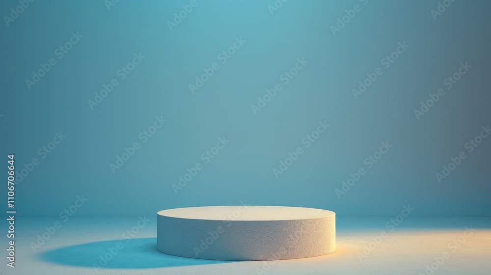 White Cylindrical Pedestal Against a Blue Background White Cylindrical Pedestal Against a Blue Background