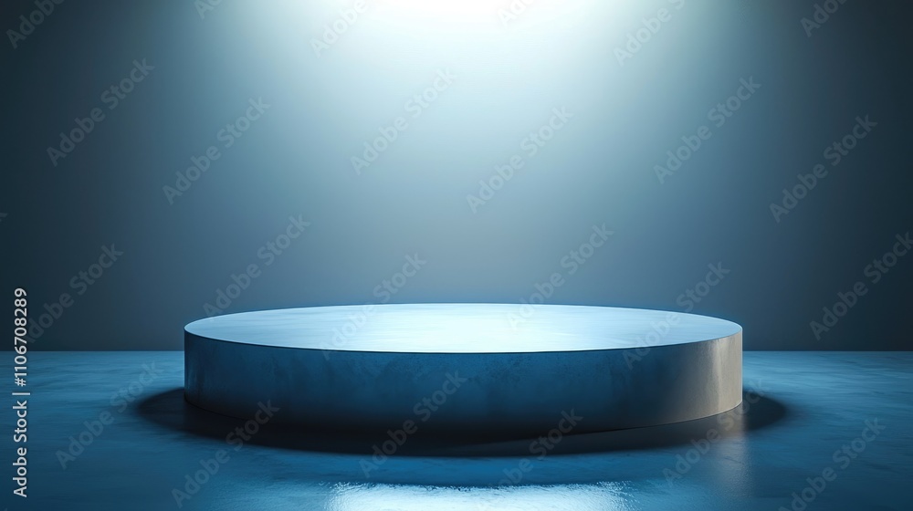 A Circular Concrete Platform Under Blue Lighting A Circular Concrete Platform Under Blue Lighting
