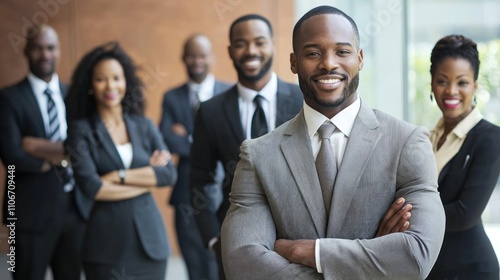 Black leadership featuring confident Black professionals leading a team or organization