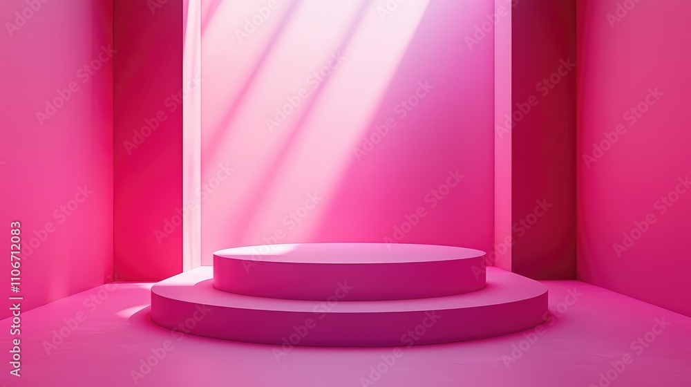 Pink Room with a Two-Tier Circular Display Platform Pink Room with a Two-Tier Circular Display Platform