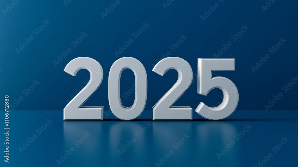 The 2025 new year business goals concept. 3D number The 2025 new year business goals concept. 3D number