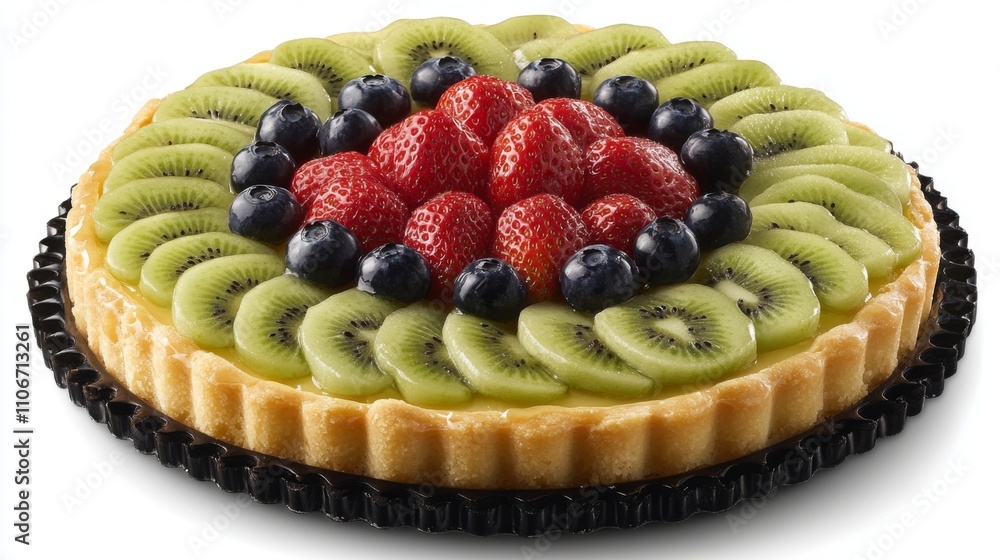 Fruit Tart with Kiwi, Strawberry, and Blueberry Topping Fruit Tart with Kiwi, Strawberry, and Blueberry Topping