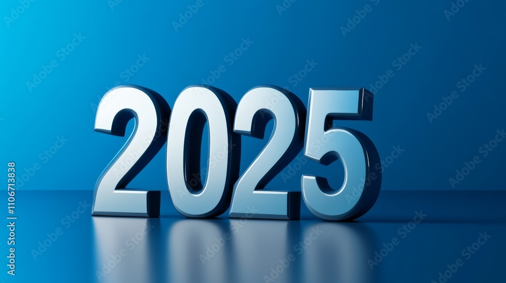 The 2025 new year business goals concept. 3D number The 2025 new year business goals concept. 3D number
