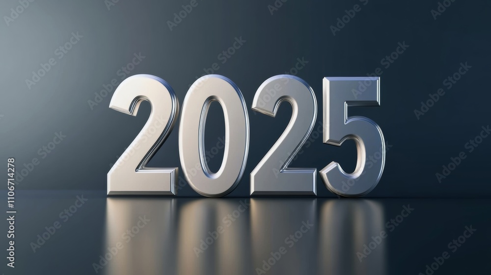 The 2025 new year business goals concept. 3D number The 2025 new year business goals concept. 3D number