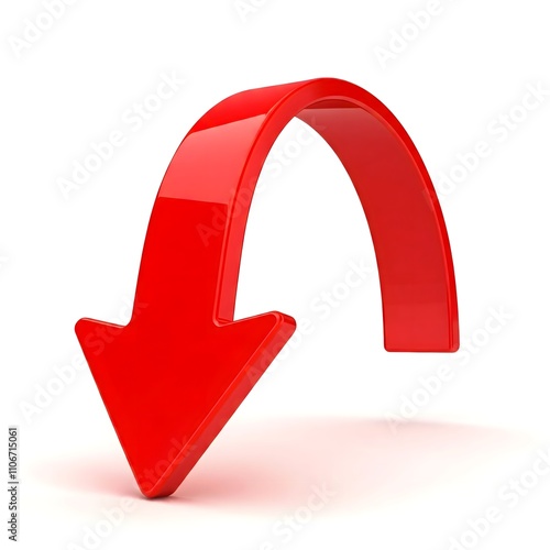 Abstract background, arrow, business, 3d design, High-Quality 3D Render: Large Glossy Red Arrow Curving Left and Up