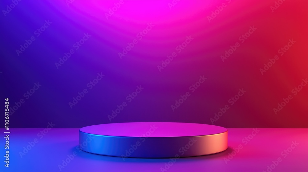 Circular Platform Against a Purple and Pink Gradient Background Circular Platform Against a Purple and Pink Gradient Background