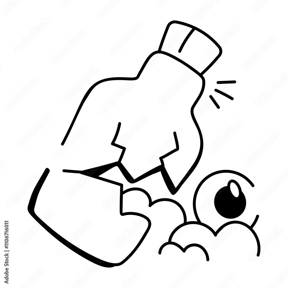 Sketchy icon of broken bottle with creepy eyeball
Sketchy icon of broken bottle with creepy eyeball