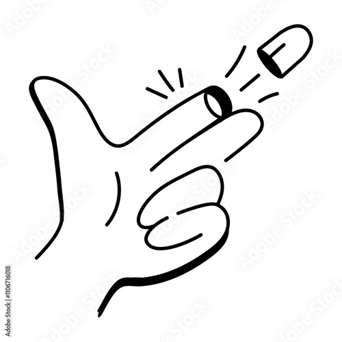 Drawing style icon of gun gesture with cut finger 

