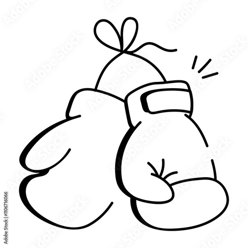 A hand drawn icon of boxing gloves 

