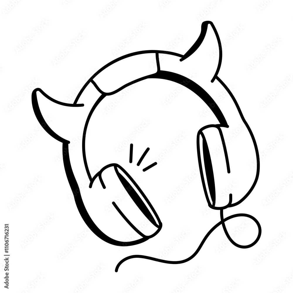 Hand drawn icon of devil headphones
Hand drawn icon of devil headphones