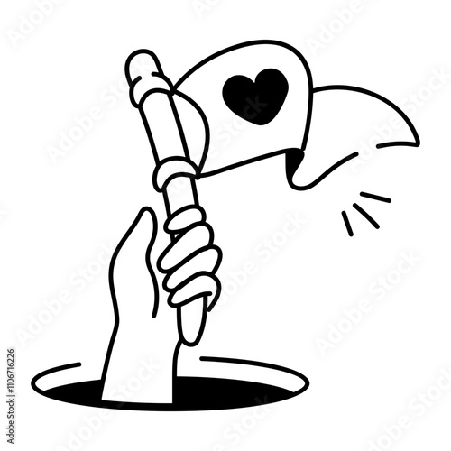 A hand drawn icon of hand waving flag 
