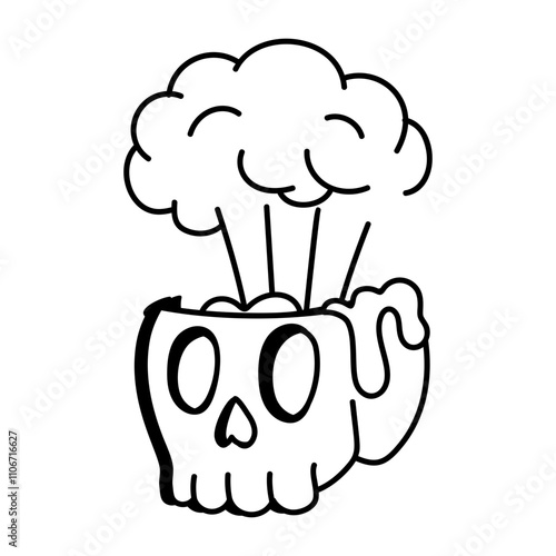 A sketchy icon of mind blown skull 

