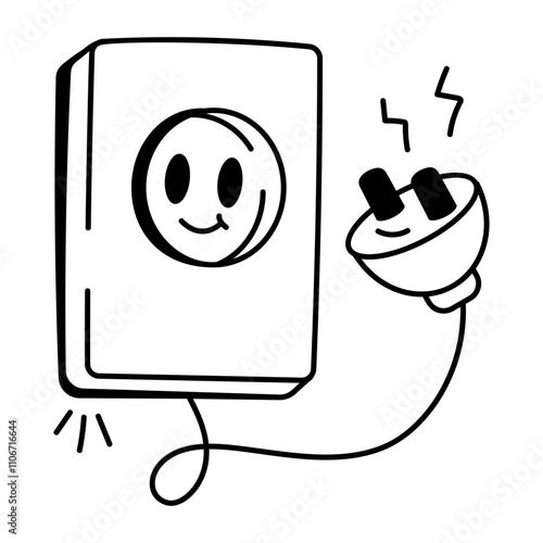 A hand drawn icon of electric outlet 

