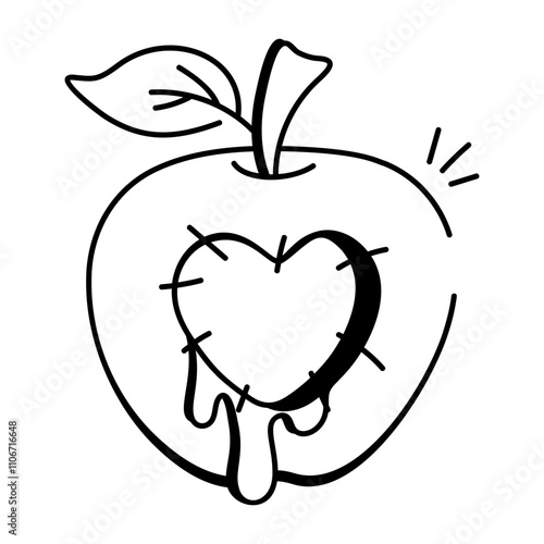 Drawing style icon of spooky apple 


