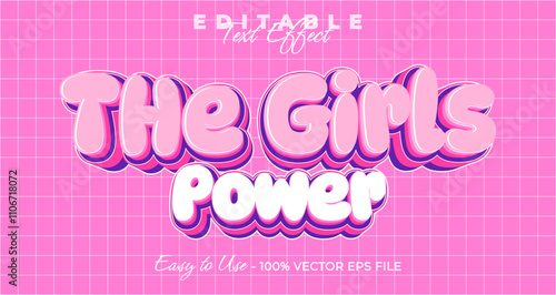 The girl power text effect, simple and trendy bold graphic style, editable text