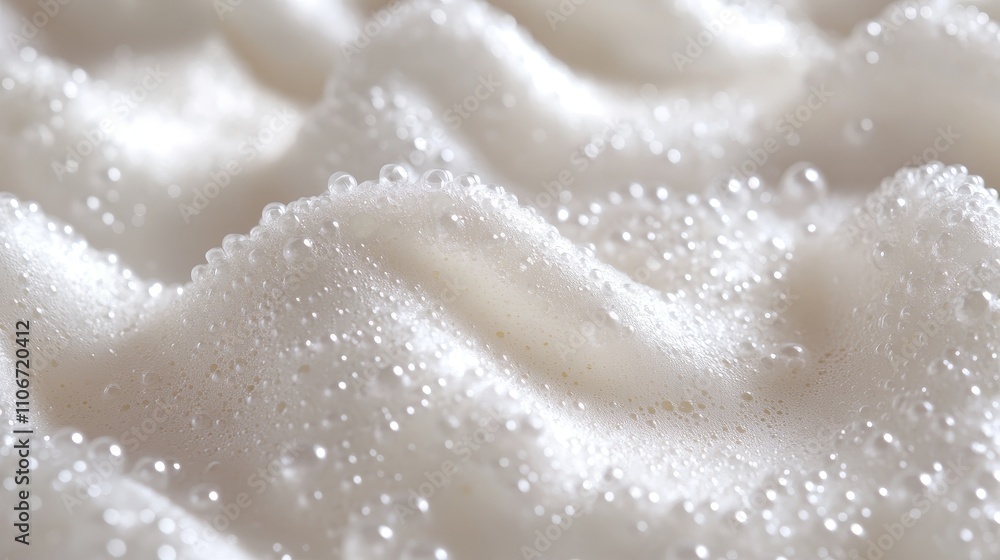 Delicate white bubble foam arranged in a zigzag pattern on a clean white surface, evoking luxury and purity with soft, intricate details and bright lighting, shot in a professional studio setting. Delicate white bubble foam arranged in a zigzag pattern on a clean white surface, evoking luxury and purity with soft, intricate details and bright lighting, shot in a professional studio setting.