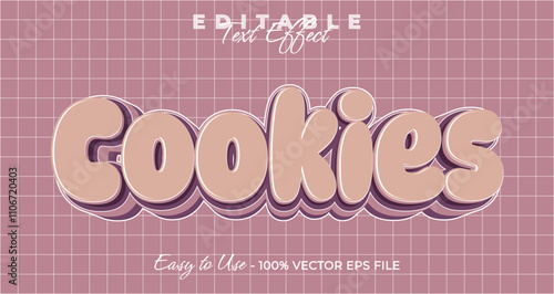 Cookies text effect, simple and trendy bold graphic style, editable text