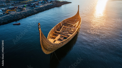 Crafting viking ships traditional norwegian shipbuilding techniques in coastal environments for cultural heritage preservation photo