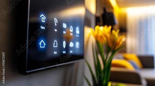 Smart Home Control Panel Interface Display on Wall-mounted Screen