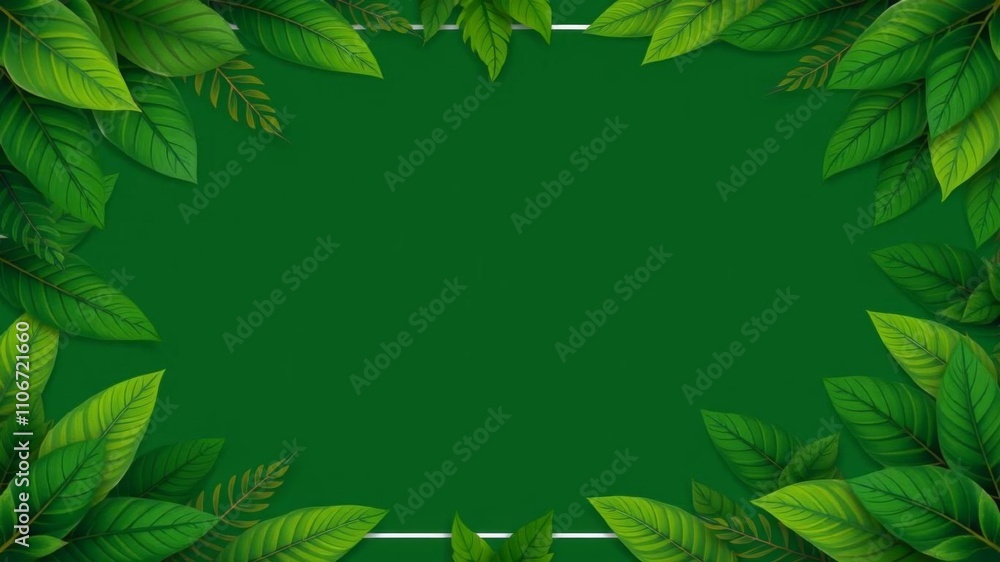 Tropical green leaves border with blank center space for text or image layout design, design, tropical Tropical green leaves border with blank center space for text or image layout design, design, tropical