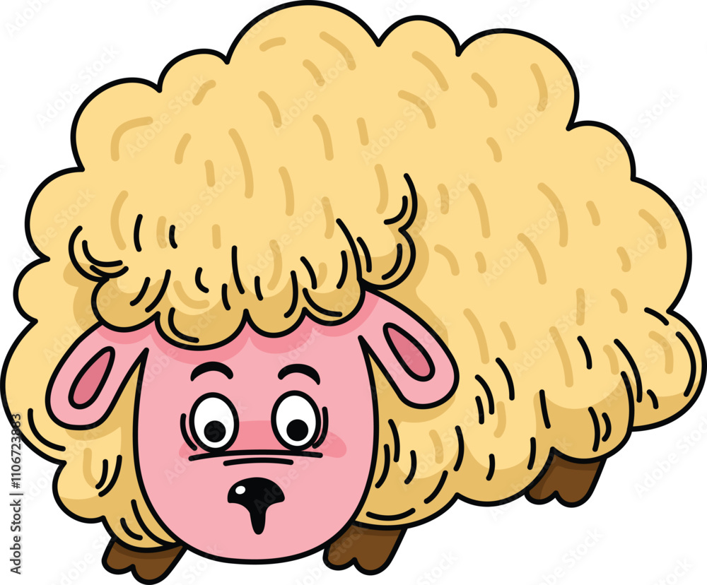 Obraz premium illustration of sheep outline character isolated on white background vector