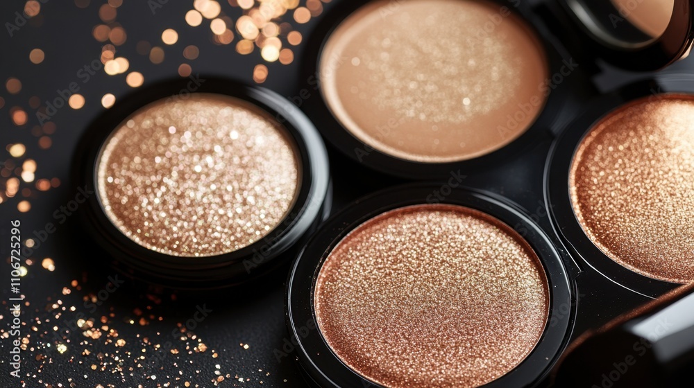 Fototapeta premium Sparkling Makeup Products in Close-Up View