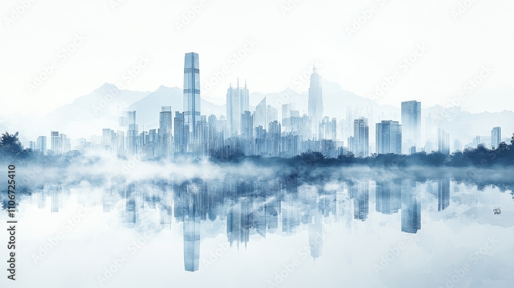 Fototapeta premium High definition PPT design background map with super detailed parts, integrating science, technology, and urban elements, simple and professional style, suitable for business presentations.
