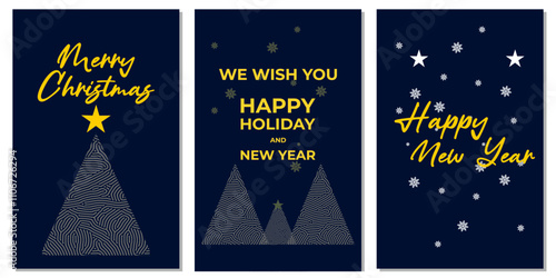 Merry Christmas and Happy New Year. Vector illustrations for greeting card, party invitation card, website banner, social media banner, marketing material
