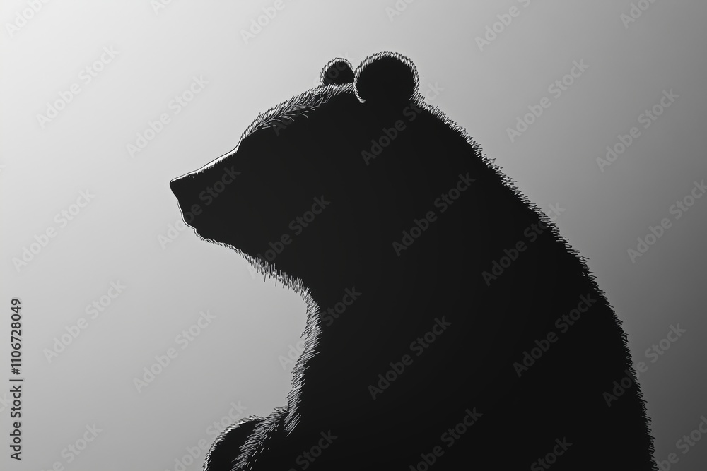 A side profile silhouette of a bear with subtle fur details, set against a gradient background.