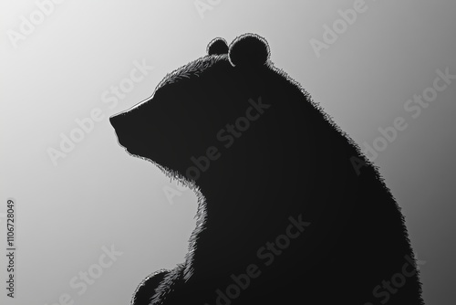 A side profile silhouette of a bear with subtle fur details, set against a gradient background. photo