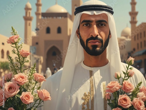 man with flowers