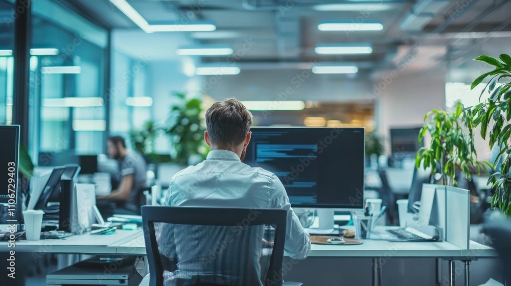 Office boss managing a team, overseeing operations in a professional setting Office boss managing a team, overseeing operations in a professional setting