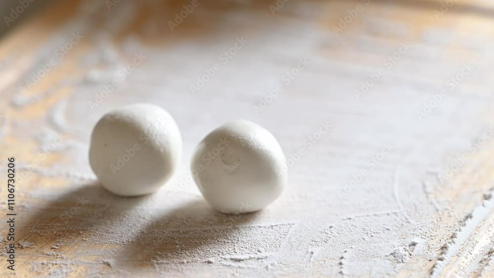 Making Tangyuan (Chinese sweet dumpling), Glutinous rice dough filling with black sesame on wooden board prepare for boiling Making Tangyuan (Chinese sweet dumpling), Glutinous rice dough filling with black sesame on wooden board prepare for boiling