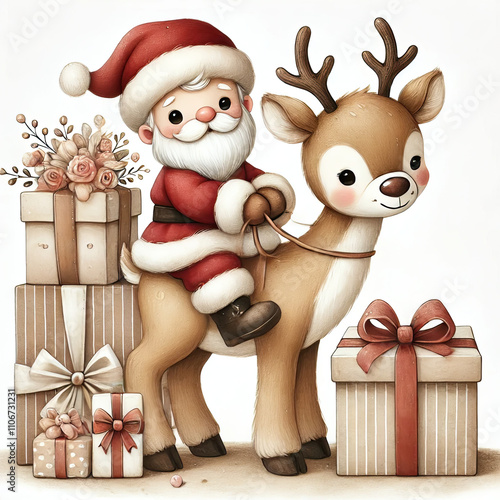 santa claus and reindeer