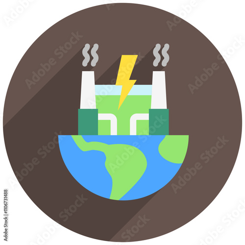 Geothermal rounded flat color icon. use for modern concept, print, UI, UX kit, web and app development. Vector EPS 10, related to business, green industry, eco friendly and economy .