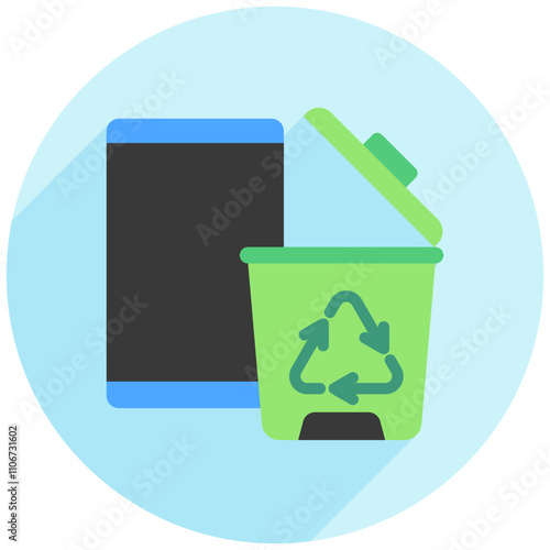 Ewaste rounded flat color icon. use for modern concept, print, UI, UX kit, web and app development. Vector EPS 10, related to business, green industry, eco friendly and economy .