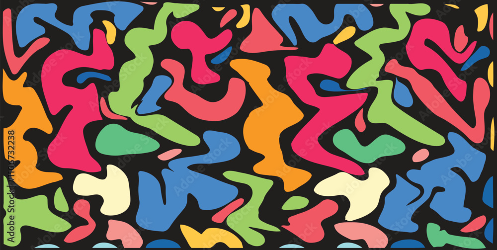 Abstract Retro Wave Pattern - Vibrant Organic Shapes Background Abstract Retro Wave Pattern - Vibrant Organic Shapes Background