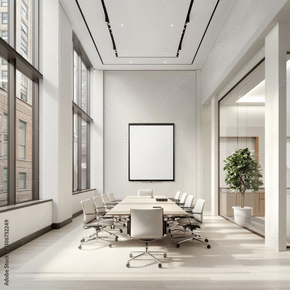 A large room with a white desk and a few chairs A large room with a white desk and a few chairs
