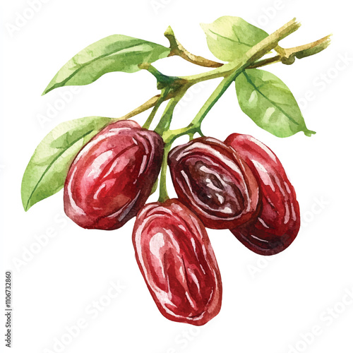 Raisin fruit watercolor clipart illustration