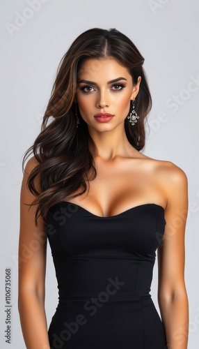 Wallpaper Mural Elegant female model in a sleek tight outfit and high heels exuding charm and sophistication in a professional studio setting emphasizing the allure of contemporary fashion Torontodigital.ca